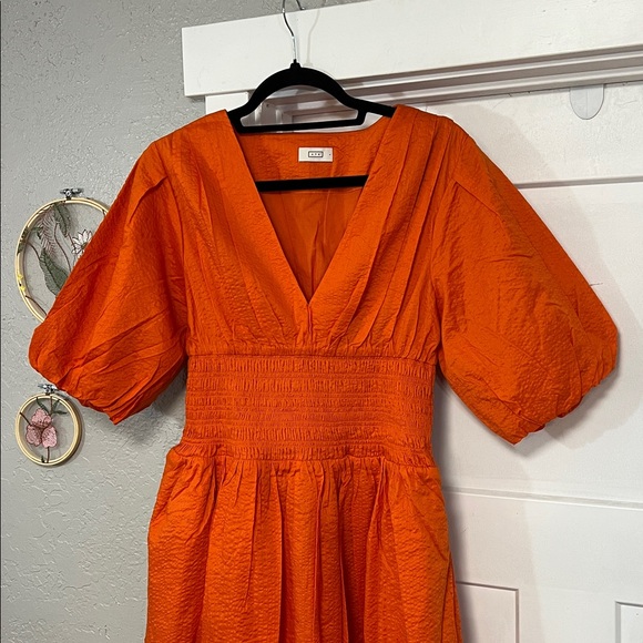 AYR THE EXTRA EXTRA DRESS COTTON PEPLIN ORANGE MAXI DRESS SIZE LARGE - Picture 4 of 13